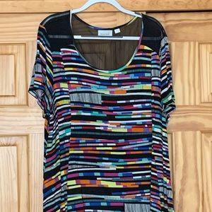 Short sleeve multi-colored knit tunic